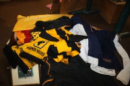 A COLLECTION OF WOLVERHAMPTON WANDERERS SHIRTS, SCARVES, FLAG ETC.
