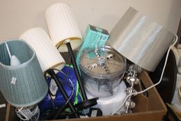 A TRAY OF ELECTRICALS TO INCLUDE LAMPS (TRAY NOT INCLUDED)