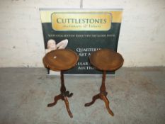TWO SOLD WOOD WINE / SIDE TABLES
