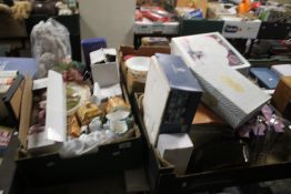 THREE TRAYS OF GLASSWARE AND CERAMICS TO INCLUDE ROYAL BRIERLEY (TRAYS NOT INCLUDED)