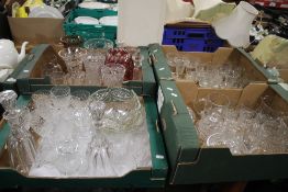 FOUR TRAYS OF GLASSWARE (TRAYS NOT INCLUDED)