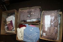 FOUR BOXES OF LADIES CLOTHING TO INCLUDE PACKAGED ITEMS