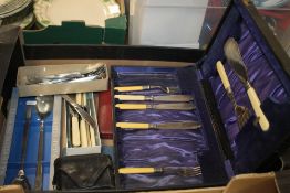 A QUANTITY OF BOXED AND CASED GLASSWARE TO INCLUDE A PART CASED CANTEEN