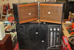 A VINTAGE FM RADIO AND SPEAKERS