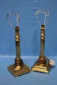 A PAIR OF BRASS TABLE LAMPS, H 53 CM