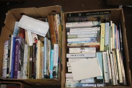 THREE TRAYS OF MAINLY HARDBACK BOOKS INCLUDING NOVELS (TRAYS NOT INCLUDED)