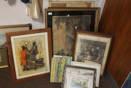 A COLLECTION OF ASSORTED PICTURES SOME A/F THE LARGEST 78 X 62 CM