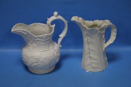 A ROYAL WORCESTER CREAM COLOURED JUG TOGETHER WITH A PORTMEIRION CREAM COLOURED JUG¦Condition