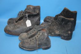 THREE PAIRS OF EDWARDIAN HOB-NAIL BOOTS