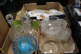 TWO TRAYS OF GLASSWARE AND A SMALL TRAY OF ROYAL WORCESTER 'EVESHAM' SERVING WARE (TRAYS NOT