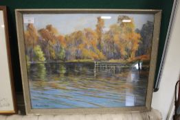 A FRAMED AND GLAZED PICTURE OF SALTERS LAKE PATSHULL BY 