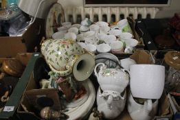 TWO TRAYS OF CERAMICS TO INCLUDE MUGS