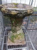 AN ANTIQUE STONE LARGE HEAVY BIRD BATH, H 70 CM W 55 CM