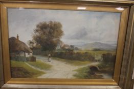 FRAMED AND GLAZED PICTURE DEPICTING A COUNTRY SCENE BY G TURNER 70 X 52 CM