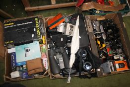THREE TRAYS OF CAMERAS AND ACCESSORIES A/F