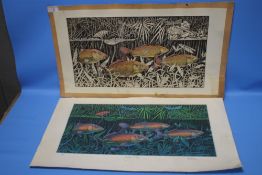 TWO UNFRAMED PRINTS ONE ENTITLED WATERS EDGE BY 