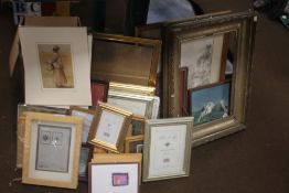 A QUANTITY OF PICTURES, PRINTS AND A GILT FRAME A/F