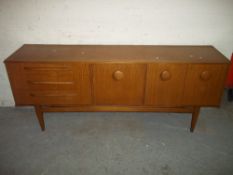 A TEAK SIDEBOARD, L 182 cm, D 43 cm, H 74 cm