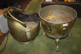 TWO BRASS COAL BUCKETS