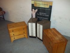 TWO PINE CHESTS OF DRAWERS AND TWO FILING CABINETS