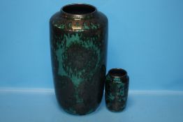 TWO WEST GERMAN VASES, LARGEST H 39 CM