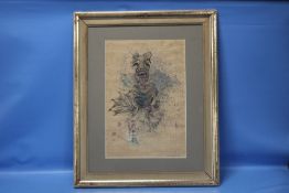 JAN LEBENSTEIN - WATERCOLOUR AND INK ON GRAPH PAPER, signed lower right 