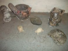 A QUANTITY OF CONCRETE PLANTERS AND STATUES