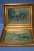 A PAIR OF HUNTING PICTURES A/F