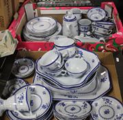 TWO TRAYS OF SPODE GLOUCESTER TEA & DINNERWARE (TRAYS NOT INCLUDED)
