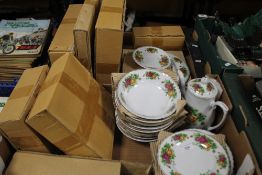 TWO TRAYS OF MAINLY BOXED TEA & DINNERWARE (TRAYS NOT INCLUDED)