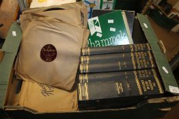 A TRAY OF BOOKS AND GRAMOPHONE RECORDS