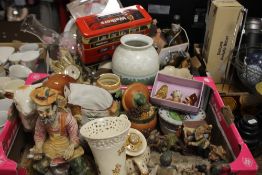 TWO TRAYS OF CERAMICS ETC. TO INCLUDE A HEREFORD BULL, BEER STEIN ETC. (TRAYS NOT INCLUDED)