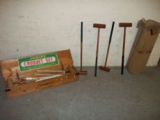 A JAQUES CROQUET SET WITH EXTRA BATS