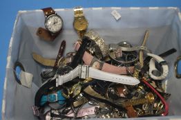 A QUANTITY OF WRIST WATCHES, BANGLES, STRAPS ETC.