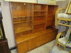 A RETRO TEAK LARGE DISPLAY CABINET H-165 W-201 CM