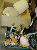 A QUANTITY OF MOSTLY MODERN TABLE LAMPS AND SHADES