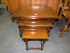 AN OAK NEST OF THREE TABLES W-67 CM (LARGEST )