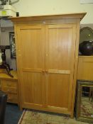 A MODERN LIGHT OAK DOUBLE WARDROBE H-194 W-130 CM