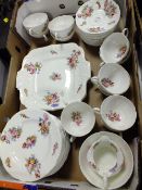 A TRAY OF ROYAL COALPORT CHINA TO INCLUDE TRIOS