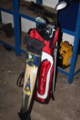 A GOLF BAG PLUS YOUNG GUN CLUBS TOGETHER WITH A CRICKET SET ( NO BALL )