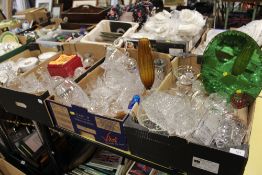 THREE TRAYS OF MOSTLY CUT GLASS TO INCLUDE BOHEMIA CRYSTAL