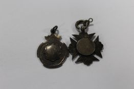 TWO VINTAGE HALLMARKED SILVER FOB MEDALS APPROX WEIGHT - 15.2G