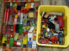 TWO BOXES OF DIECAST TOY CARS TO INCLUDE CORGI AND MATCHBOX EXAMPLES
