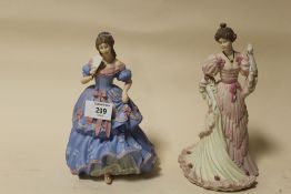 TWO WEDGWOOD LIMITED EDITION MATT FINISH FIGURES ENTITLED 'THE TURN OF THE CENTURY BALL' AND 'THE