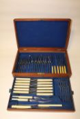 A MAHOGANY CASED CANTEEN OF CUTLERY
