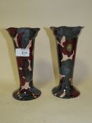 A PAIR OF PLANT TUSCAN FAINCE TRUMPET VASES HEIGHT - 20CM