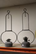A PAIR OF LARGE 'J & S HINKS AND SON OF BIRMINGHAM' OIL BURNING LAMPS, OVERALL HEIGHT 75 CM