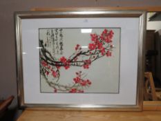 A LARGE MODERN CHINESE FLORAL PRINT 56 X 69 CM