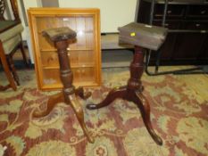 TWO ANTIQUE MAHOGANY TRIPOD TABLE BASES (2)