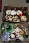 TWO TRAYS OF ASSORTED CERAMICS TO INCLUDE AYNSLEY ELIZABETH ROSE AND COALPORT